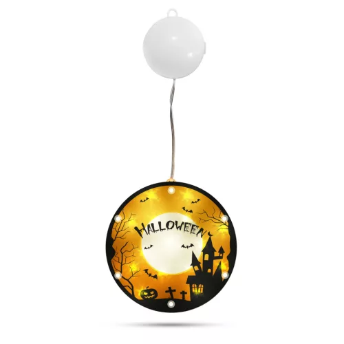 Halloween 3D LED dekorlámpa – denevéres, 14 melegfehér LED, elemes, 14 cm