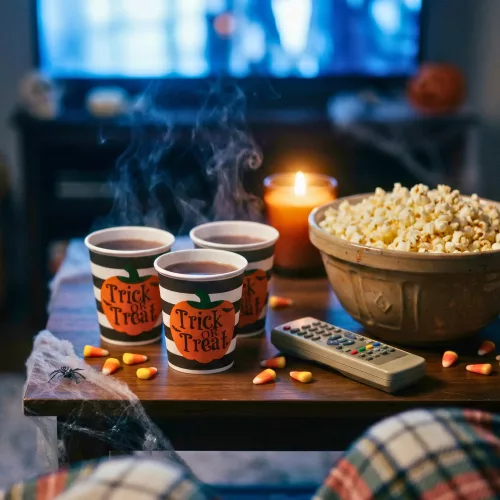 Halloween papírpohár – tök mintás, Trick or Treat feliratos, 2,5 dl, 8 db/csomag