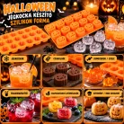 Halloween szilikon jégkockakészítő forma – 18 db tök minta, narancssárga, 21 × 11 cm