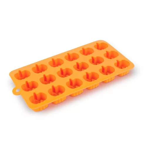 Halloween szilikon jégkockakészítő forma – 18 db tök minta, narancssárga, 21 × 11 cm