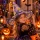 Halloween boszorkánykalap – kék, arany glitteres mintával, poliészter, 38 × 34 cm