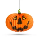 Halloween tök lampion – Akasztható narancssárga papír dekoráció, 26 cm