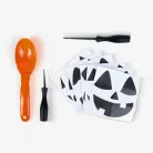 Halloween tökfaragó készlet – 3 db szerszám, 6 db tökfaragó sablonnal