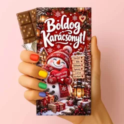   Karácsonyi csokoládé Boldog Karácsonyt felirattal – Hóemberes rizses csoki 75 g