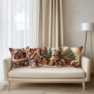 4 db Karácsonyi Párnahuzat (40×40 cm) – Mézeskalács emberke, hóember és karácsonyfa mintával 