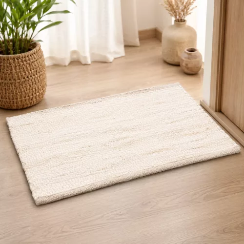 Indiai kézi szövésű krém etno szőnyeg 50x90 cm - rusztikus pamut szőnyeg vásárlás - Zümishop