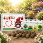 "Szeretlek" ajándékcsomag kertészkedőknek – 24 db kézzel készített viráglabdával
