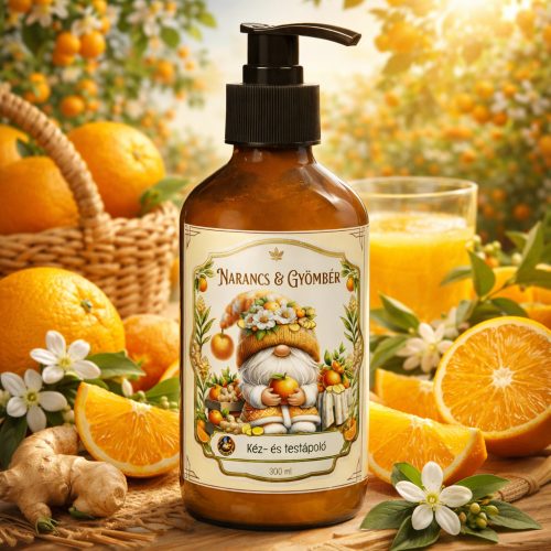Gyömbér és narancs kéz- és testápoló 300 ml természetes hidratáló