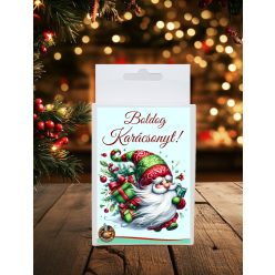   Karácsonyi viráglabda  6 db ajándékdoboz – Piros-fehér címkével-karácsonyi ajándékötlet