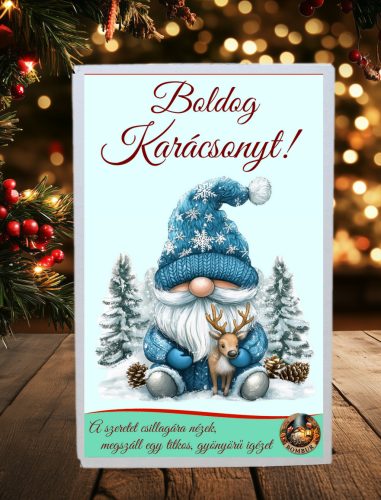 Karácsonyi törpés feliratos doboz választható viráglabdával (Karácsonyi ajándék ötlet)