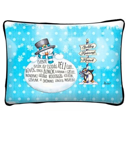 Karácsonyi párna hóember mintával 37x27 cm - puha ünnepi díszpárna és ajándék ötlet - Zümishop