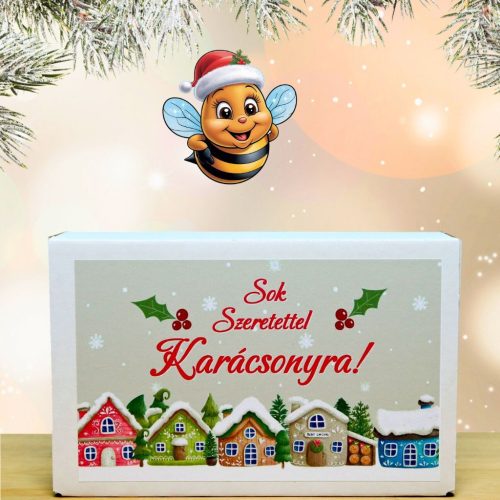 Karácsonyi feliratos doboz választható viráglabdával (Karácsonyi ajándék ötlet)
