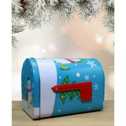   Karácsonyi kék fém  díszdoboz választható viráglabdával-karácsonyi ajándékötlet 