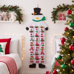   Adventi naptár hóember mintával – akasztható, filc, 68 × 19 cm