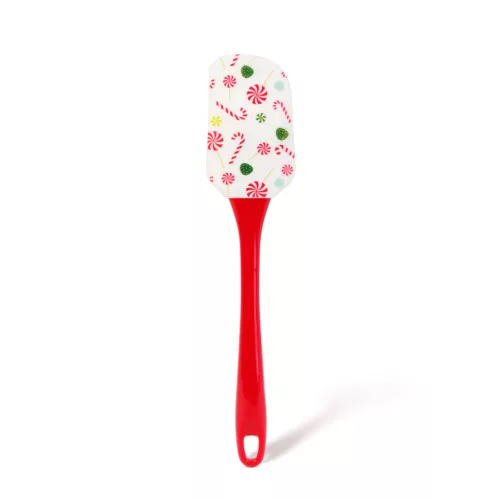 Karácsonyi konyhai szett – Cukorkamintás tálca, spatula, törlőkendő és edényfogó szett – 5 részes