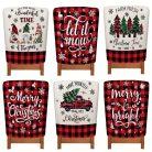 6 db Farmhouse Karácsonyi Székhuzat (50×60 cm) – Piros-fekete kockás mintával, tündérekkel és traktorokkal 