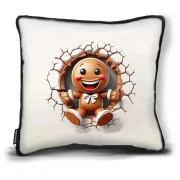 Karácsonyi párna vidám mézeskalács figurával - 3D hatású ünnepi díszpárna és ajándék - Zümishop