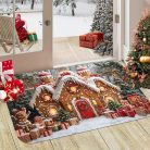 Karácsonyi mézeskalácsház és Hópehely Ajtószőnyeg (40×60 cm)