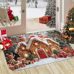   Karácsonyi mézeskalácsház és Hópehely Ajtószőnyeg (40×60 cm)