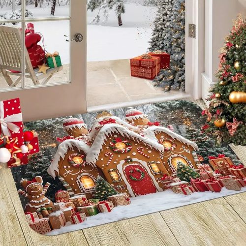 Karácsonyi mézeskalácsház és Hópehely Ajtószőnyeg (40×60 cm)