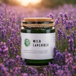 Szójagyertya fa kanóccal levendula illattal természetes kivitelben