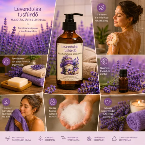 Levendulás-Zsályás Aromaterápiás Tusfürdő (250 ml) + Ajándék Karkötő