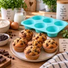 Szilikon muffinsütő forma – 6 adagos – kék