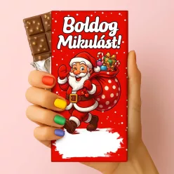   Boldog Mikulást! – Mikulás csokoládé puffasztott rizzsel, 75 g-mikulás ajándék