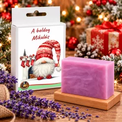  Mikulás ajándék nőknek – Levendulás szappan „A boldog Mikulás” díszdobozban
