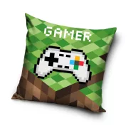 Minecraft stílusú díszpárna 40x40 cm - zöld gamer párna gyerekeknek és tiniknek - Zümishop