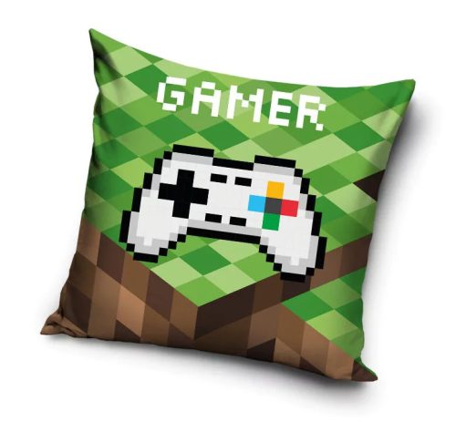 Minecraft stílusú díszpárna 40x40 cm - zöld gamer párna gyerekeknek és tiniknek - Zümishop