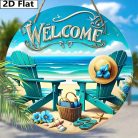 2D nyári üdvözlő fa tábla - vidám strandhangulatú fali dekoráció - Zümishop