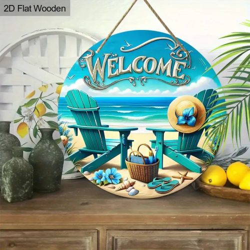 2D  Nyári üdvözlő fa tábla – Vidám strandhangulat az otthonodban