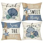4 darabos tengeri csillaghal párnahuzat készlet - vintage farmház stílusú dekoráció - Zümishop