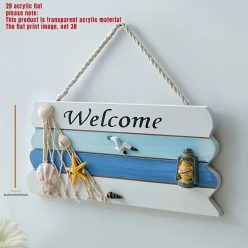 Mediterrán üdvözlő fali tábla 20x8,5 cm - tengerparti kék-fehér stílusú dekoráció - Zümishop