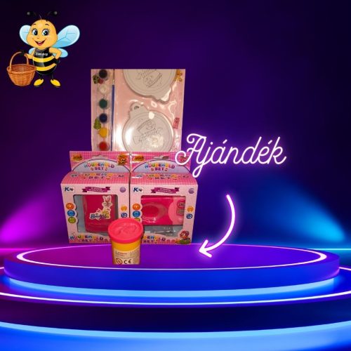 Anyu vedd meg nekem csomag: 1 festhető műanyag karácsonyfa dísz +2 db mini konyha játék+ ajándék gyurma