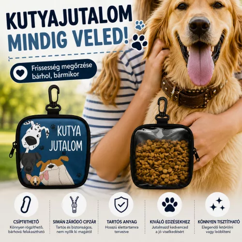 Kutyás jutalomfalat-tartó táska karabinerrel – praktikus ajándék kutyásoknak
