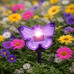   Leszúrható LED szolár - pillangók - lila-műanyag - 9 x 9 x 8,5 cm