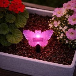   Leszúrható LED szolár - pillangók - pink-műanyag - 9 x 9 x 8,5 cm