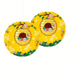   2 db .os Méhecskés Papír Lampion – Vidám és Hangulatos Dekoráció Bármilyen Alkalomra!