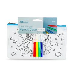 Színezhető tolltartó - 4 filccel - 21 x 12 cm elefántos