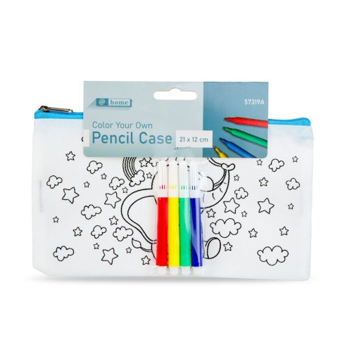 Színezhető tolltartó - 4 filccel - 21 x 12 cm elefántos