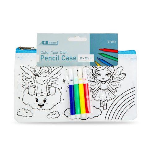 Színezhető tolltartó - 4 filccel - 21 x 12 cm lányos