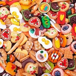   21 db Miniatűr Konyhai Edény – Asztali Kellékek Babaházhoz, Vegyes Minták