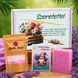 Szeretettel” Ajándékdoboz Pedagógusoknak – Pezsgő Fürdőporral és Levendulás Kézműves Szappannal