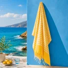 Sárga pamut strand- és szaunatörölköző 100x180 cm - nagyméretű wellness törölköző - Zümishop