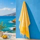 Sárga pamut strand- és szaunatörölköző 100x180 cm - nagyméretű wellness törölköző - Zümishop