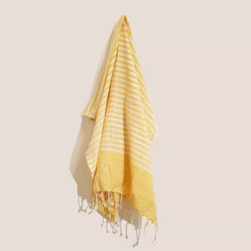 Sárga pamut strand- és szaunatörölköző – 100x180 cm