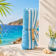 Kék pamut törölköző 100x180 cm - nagyméretű wellness és strand törölköző - Zümishop