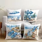 Nyári Tengerparti Hangulat – 4 db-os Dísz Párnahuzat Szett (45x45 cm)